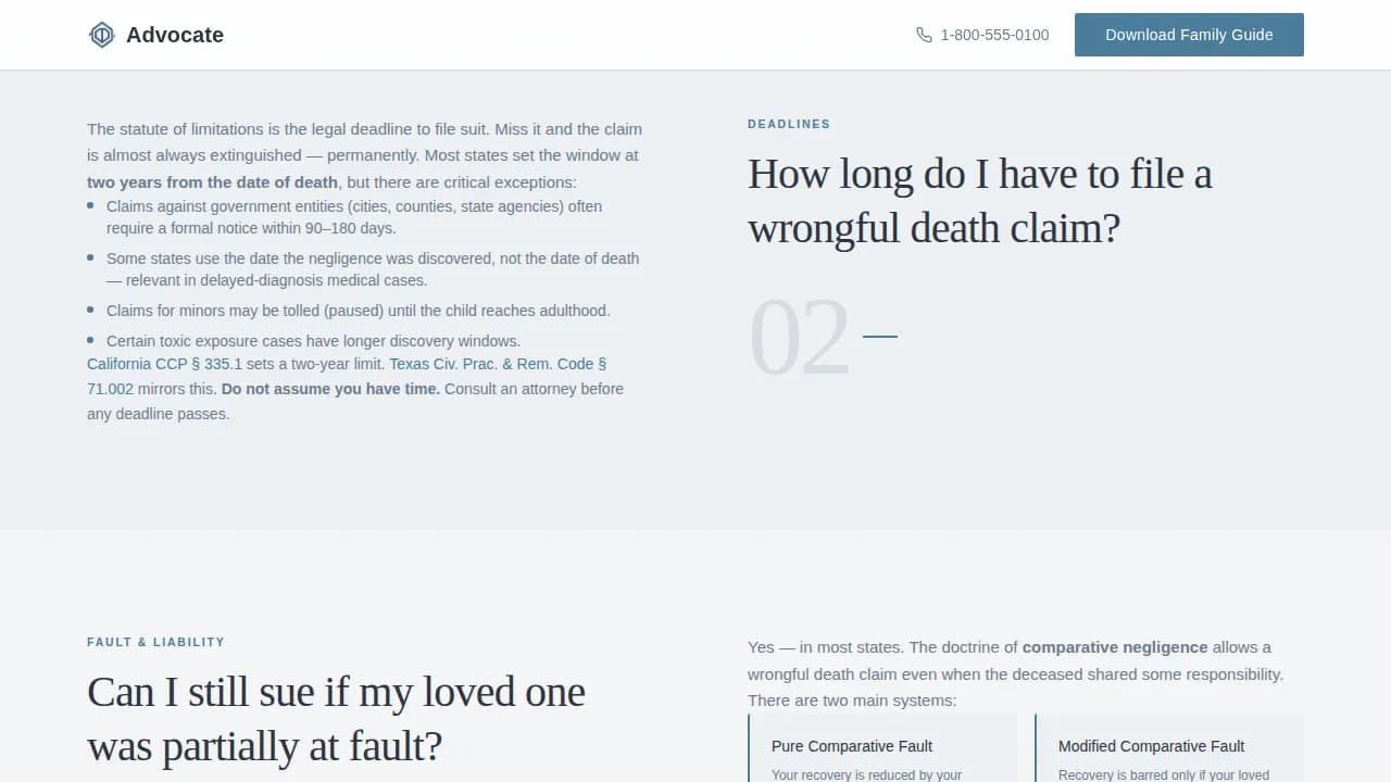 Justice — Personal Injury Counsel Landing Page Template