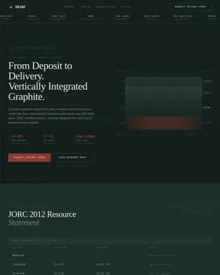 Seam - Vertically Integrated Graphite Mining Landing Page Template