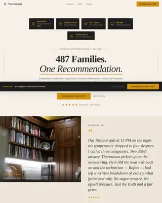 Thermostat - Editorial Testimonial Mosaic HVAC Landing Page Template