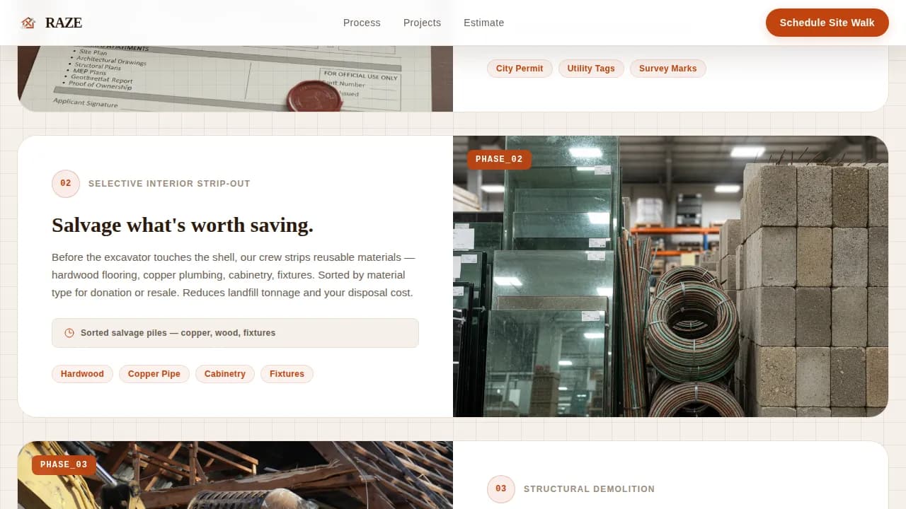 Demolition & Site Work Booking Website Template