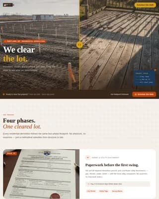 Demolition & Site Work Booking Website Template