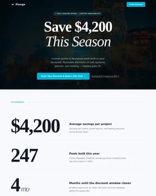 Splash — Affordable Pool Installation Landing Page Template