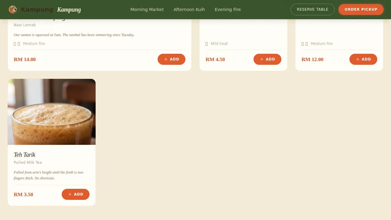 Heritage — Premier Malaysian Dining Landing Page Template