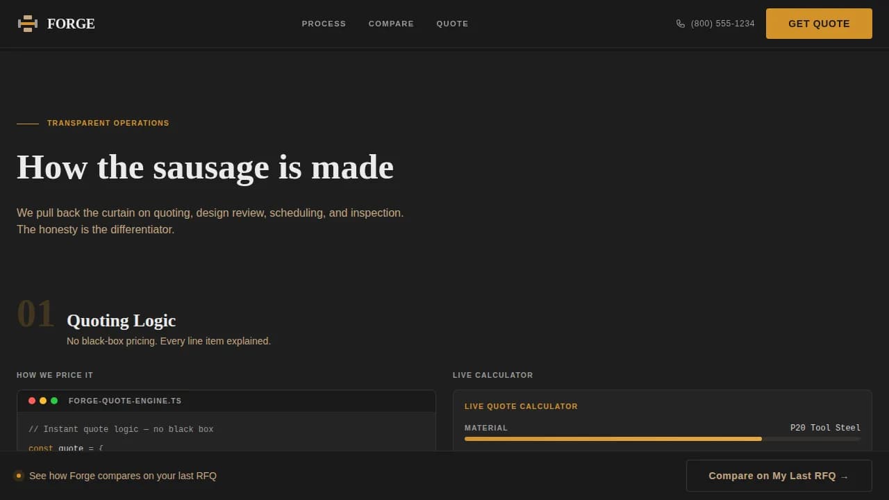 Forge - Precision Prototype Tooling Landing Page Template