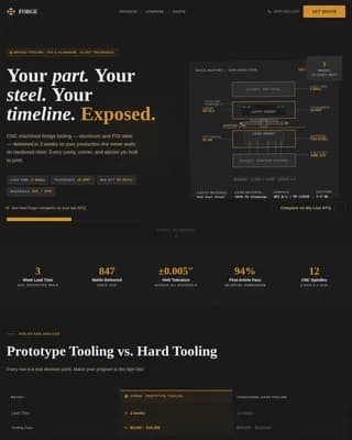 Forge - Precision Prototype Tooling Landing Page Template
