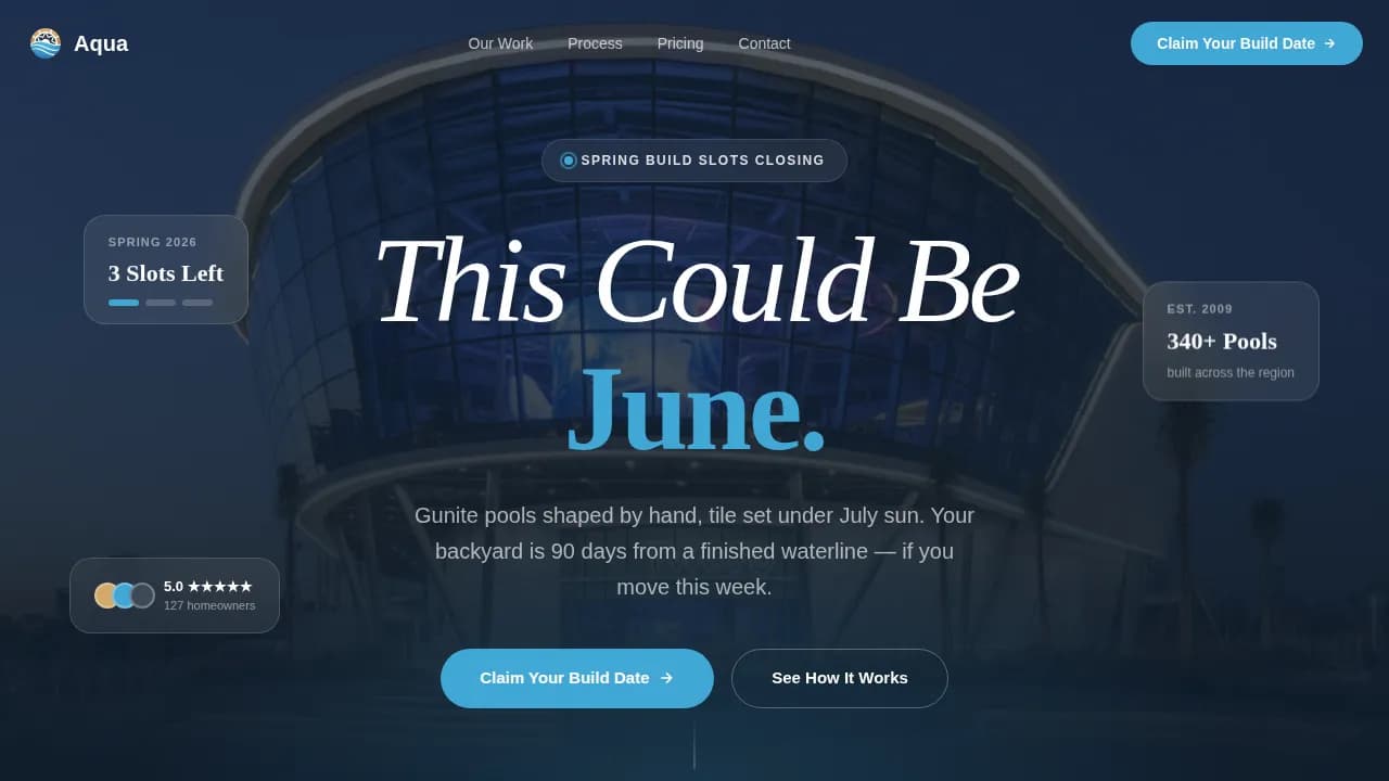 Current — Seasonal Pool Construction Landing Page Template