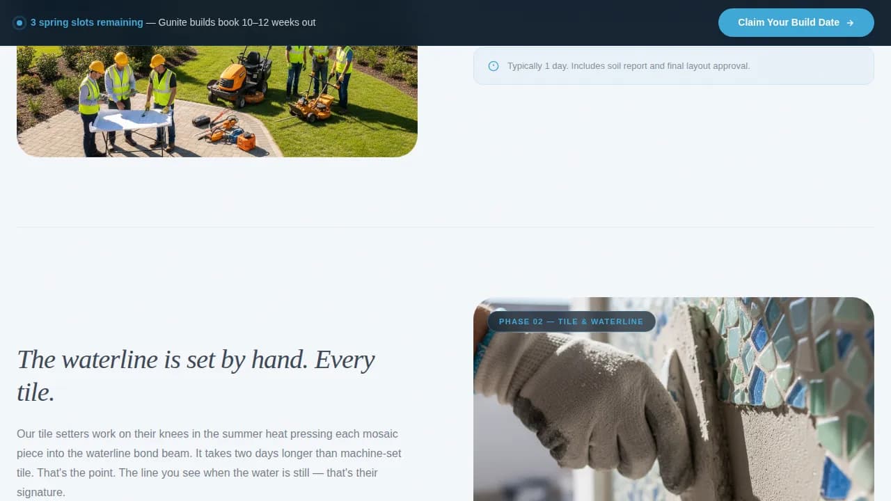 Current — Seasonal Pool Construction Landing Page Template