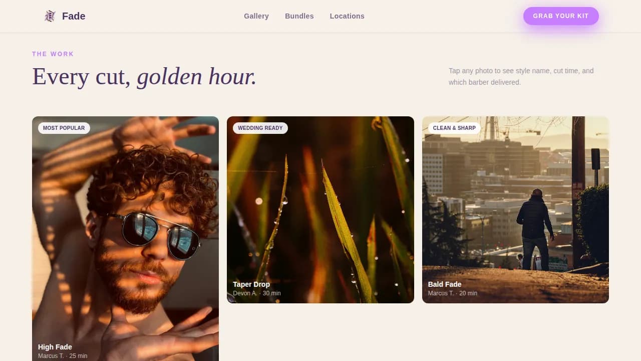 Clipper — Expert Barbershop Booking Landing Page Template