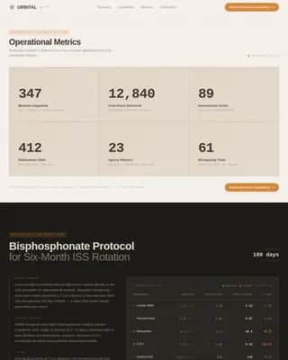 Orbital - Mission-Critical Space Medicine Research Landing Page Template