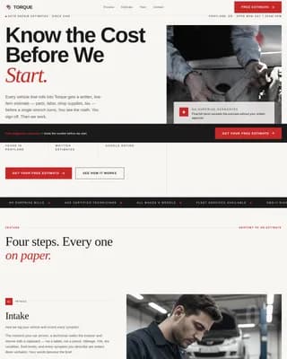 Throttle — Honest Mechanic Estimates Landing Page Template