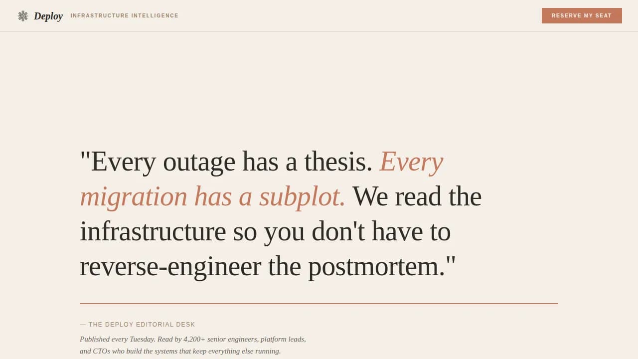 Infrastructure — Premium Tech Newsletter Landing Page Template