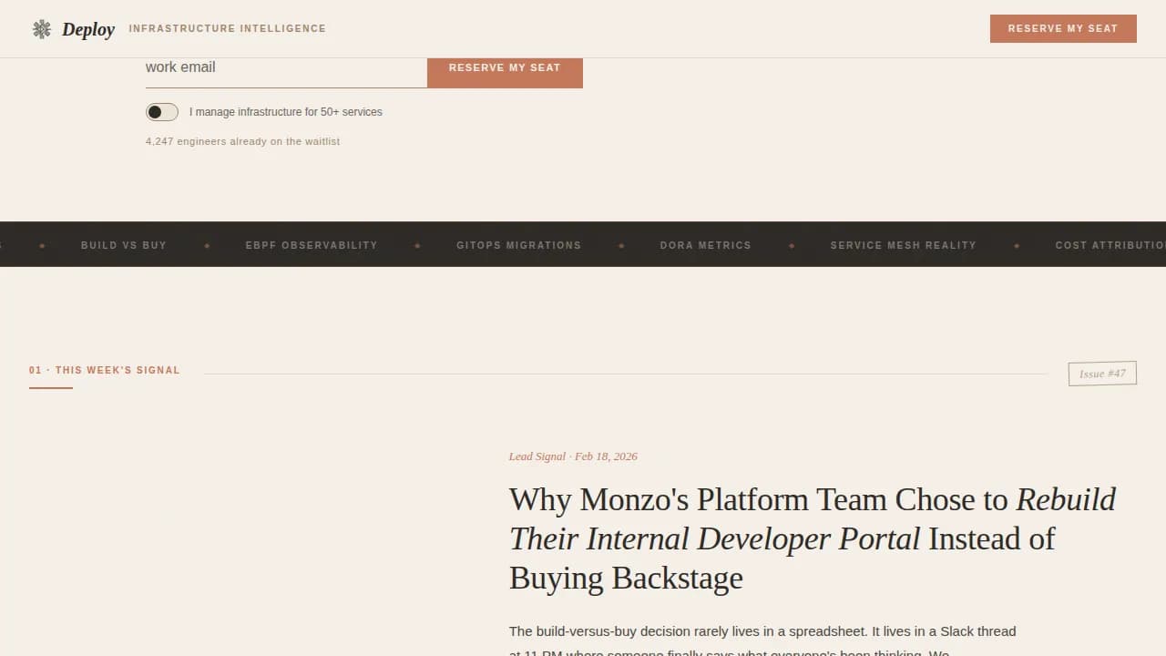 Infrastructure — Premium Tech Newsletter Landing Page Template