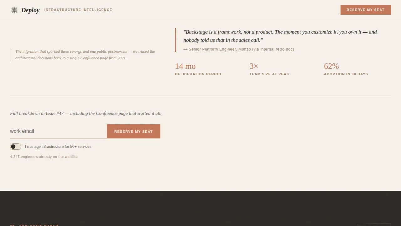 Infrastructure — Premium Tech Newsletter Landing Page Template