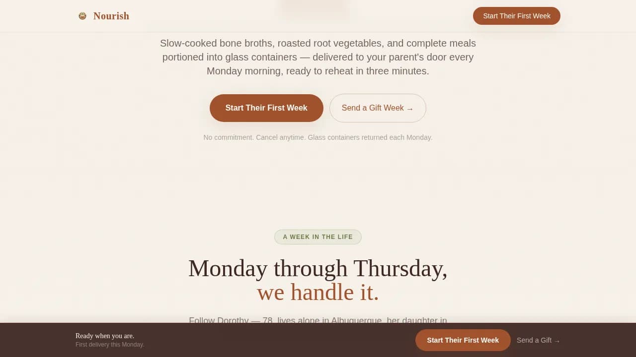 Vitality — Premium Senior Meals Landing Page Template