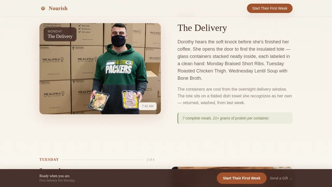 Vitality — Premium Senior Meals Landing Page Template