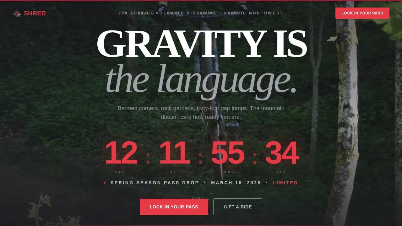 Velocity — Adrenaline Mountain Biking Landing Page Template