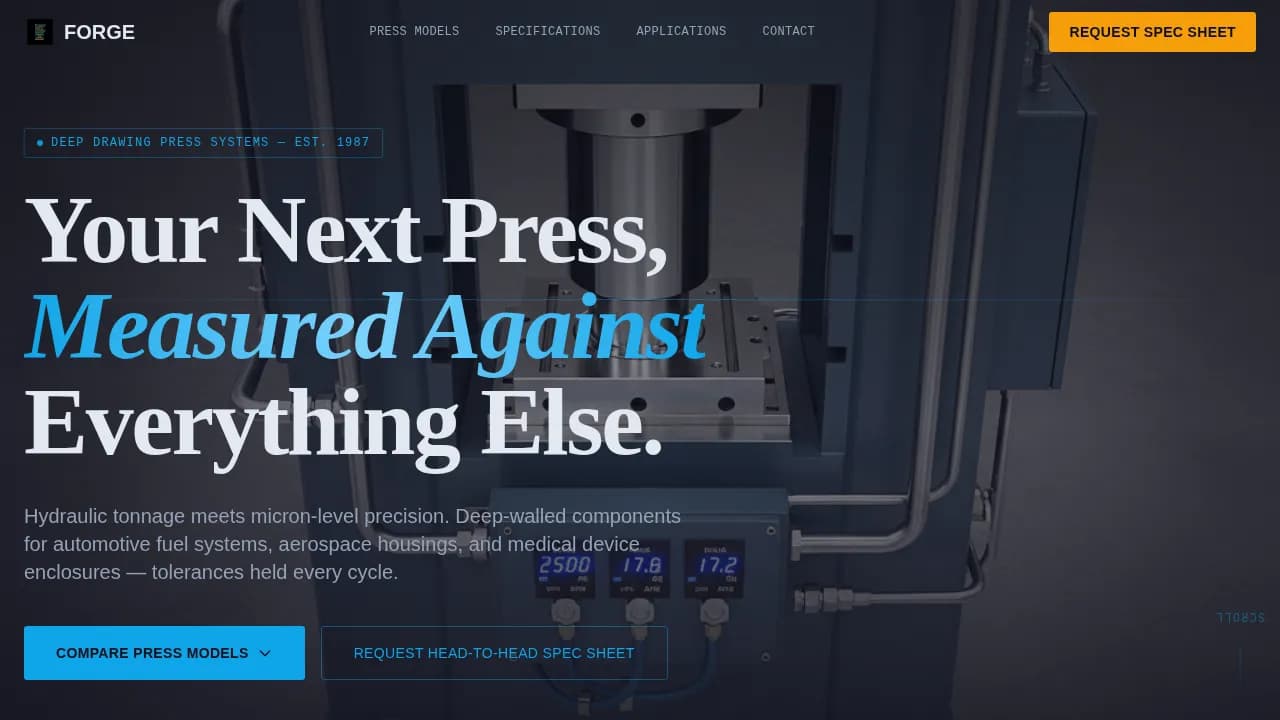 Fabricate — Industrial Stamping Tools Landing Page Template