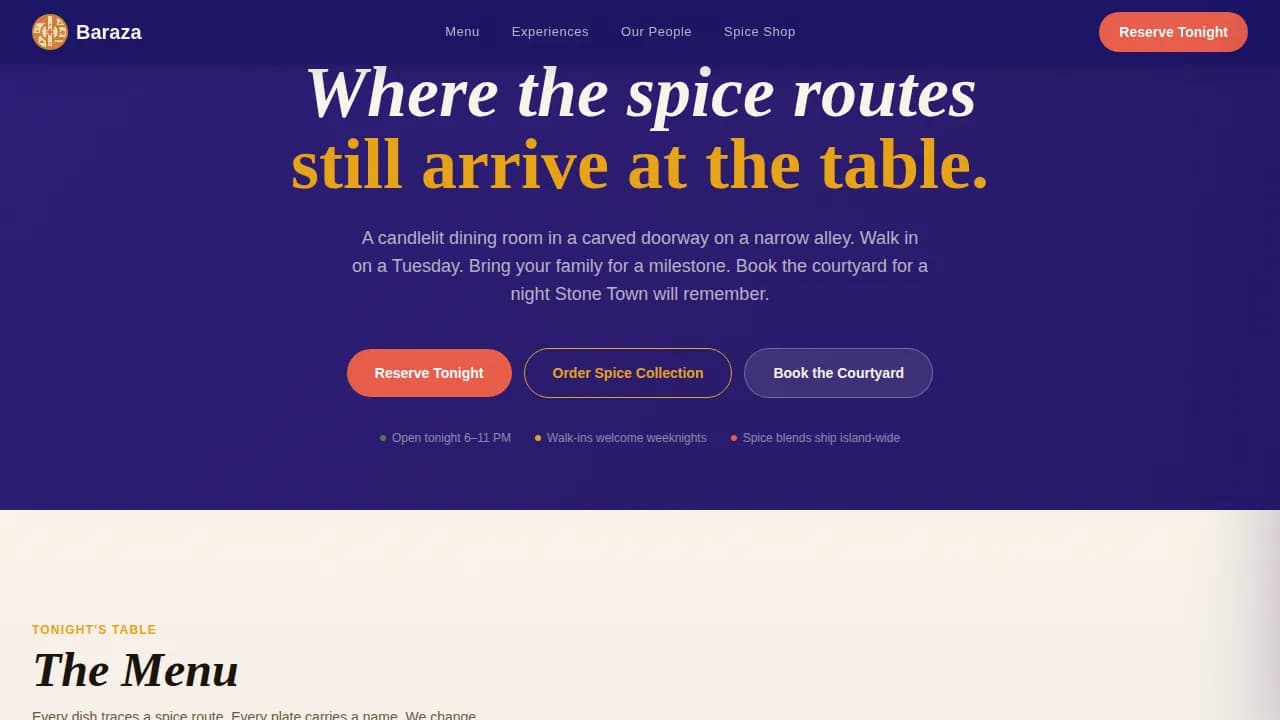 Spice — Luxury Fusion Restaurant Landing Page Template