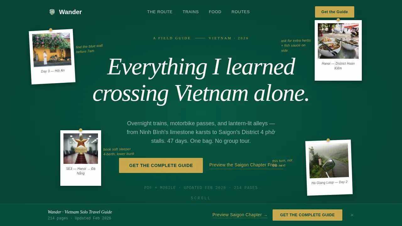 Journey — Backpacker Vietnam Guide Landing Page Template