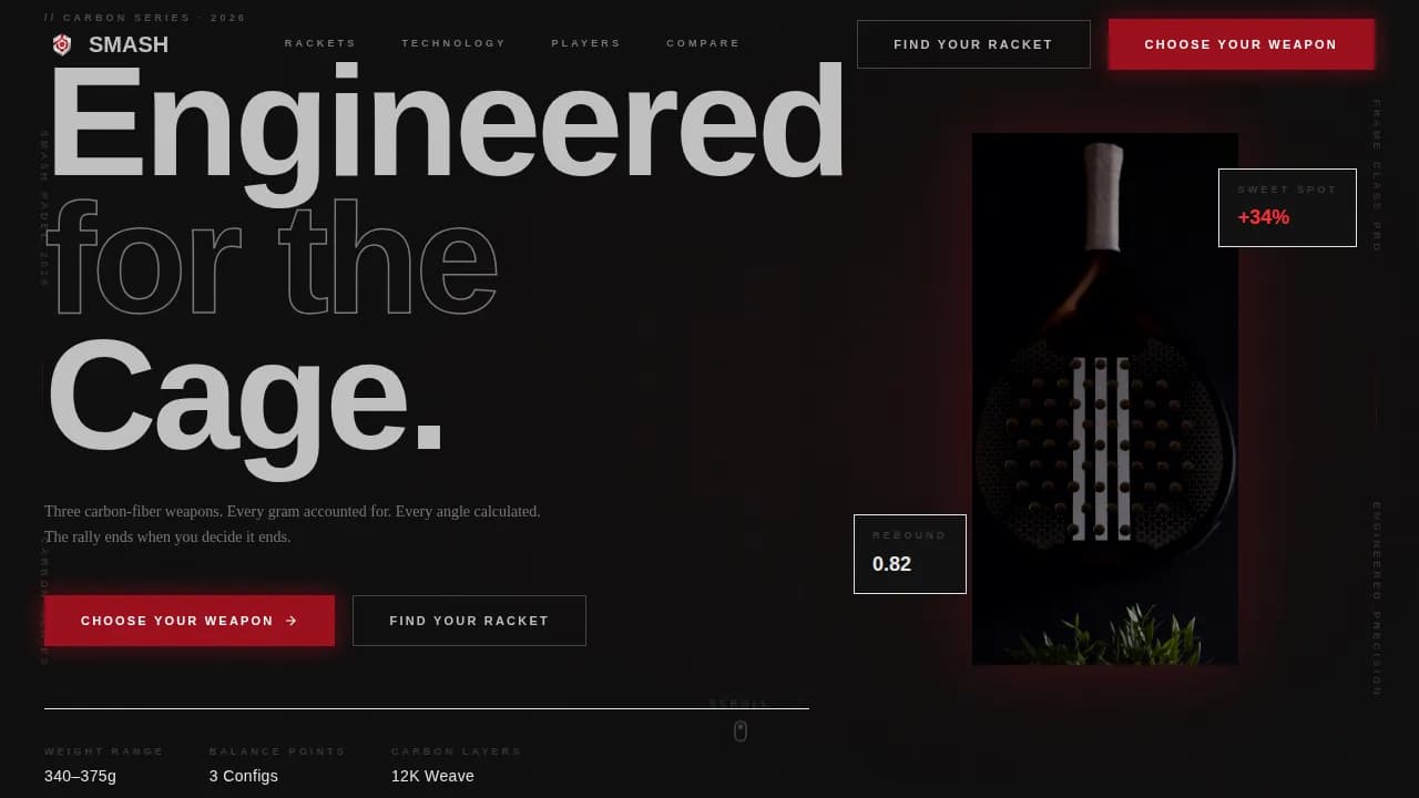 Ace — Premium Padel Equipment Landing Page Template