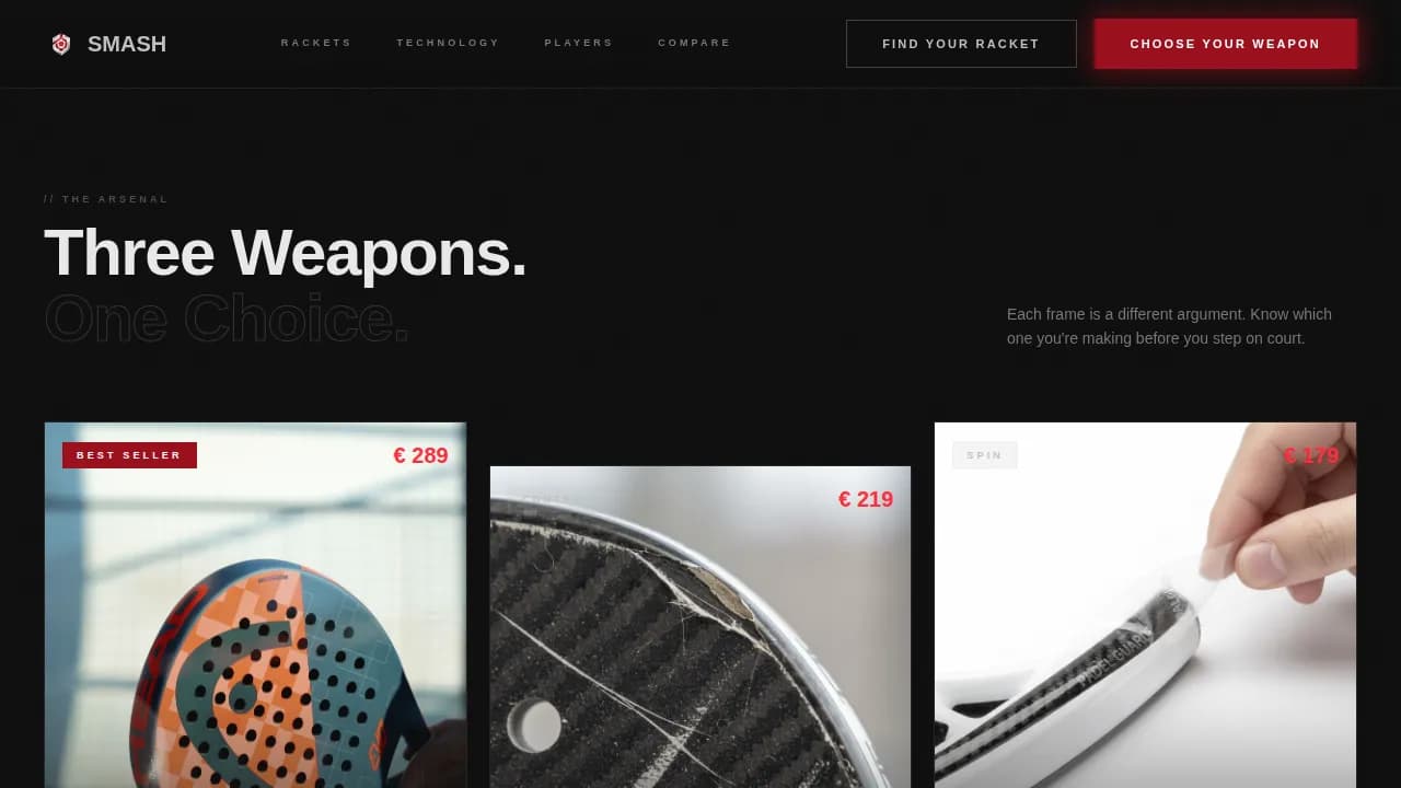 Ace — Premium Padel Equipment Landing Page Template