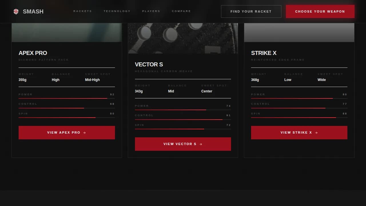 Ace — Premium Padel Equipment Landing Page Template
