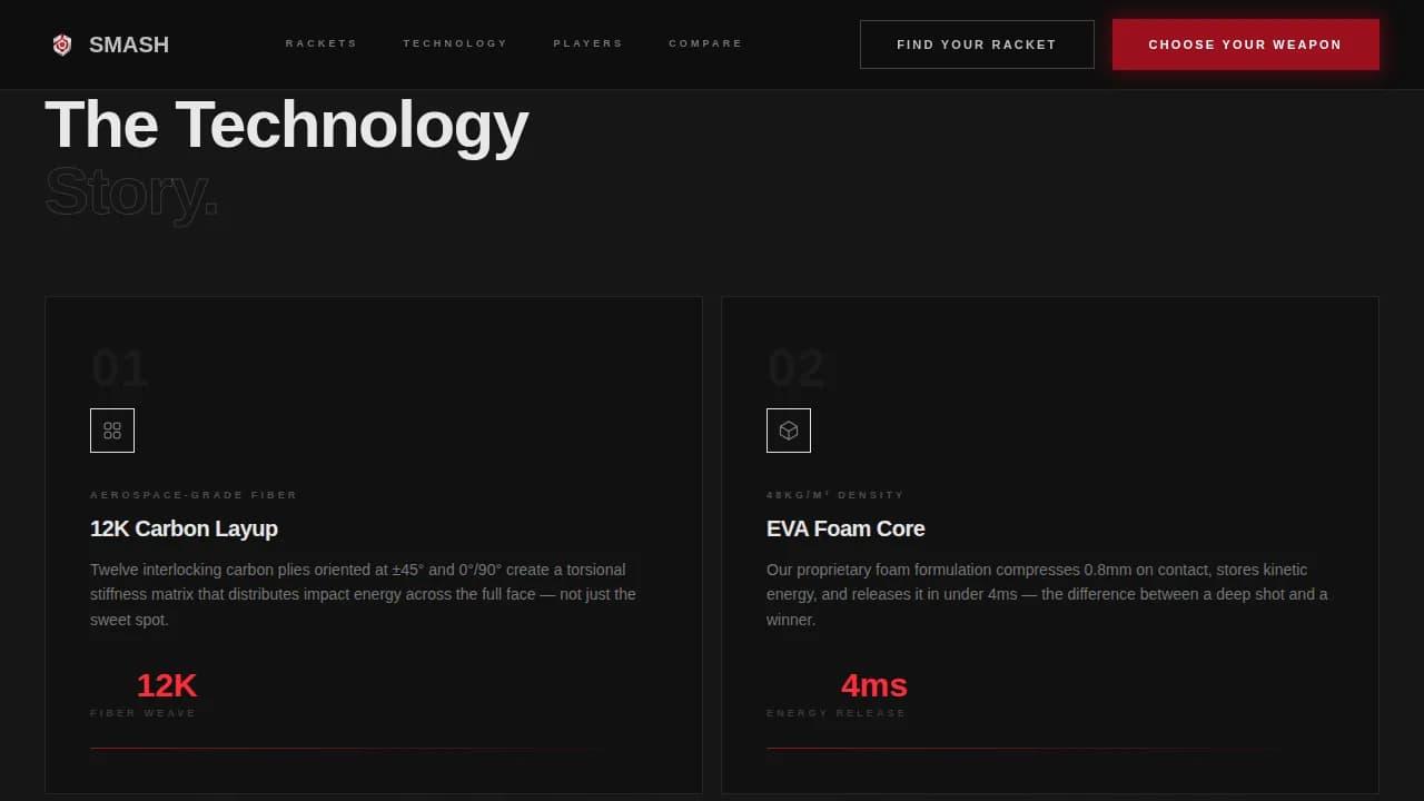 Ace — Premium Padel Equipment Landing Page Template