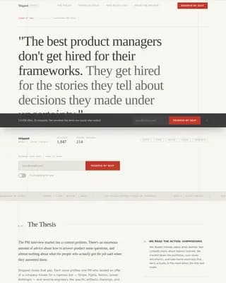 Shipped - Editorial PM Interview Newsletter Landing Page Template