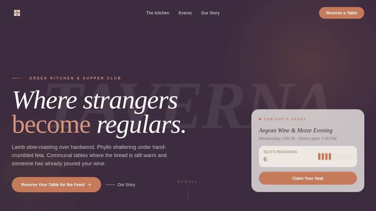 Mezze — Rustic Mediterranean Dining Landing Page Template