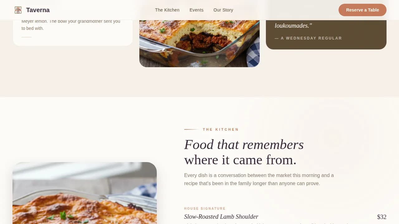 Mezze — Rustic Mediterranean Dining Landing Page Template