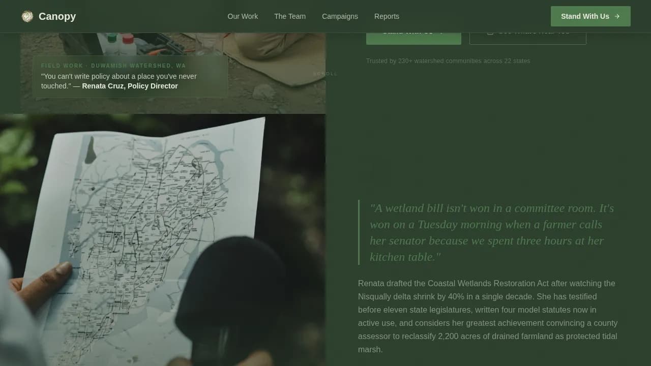 Canopy - Environmental Advocacy Community Landing Page Template