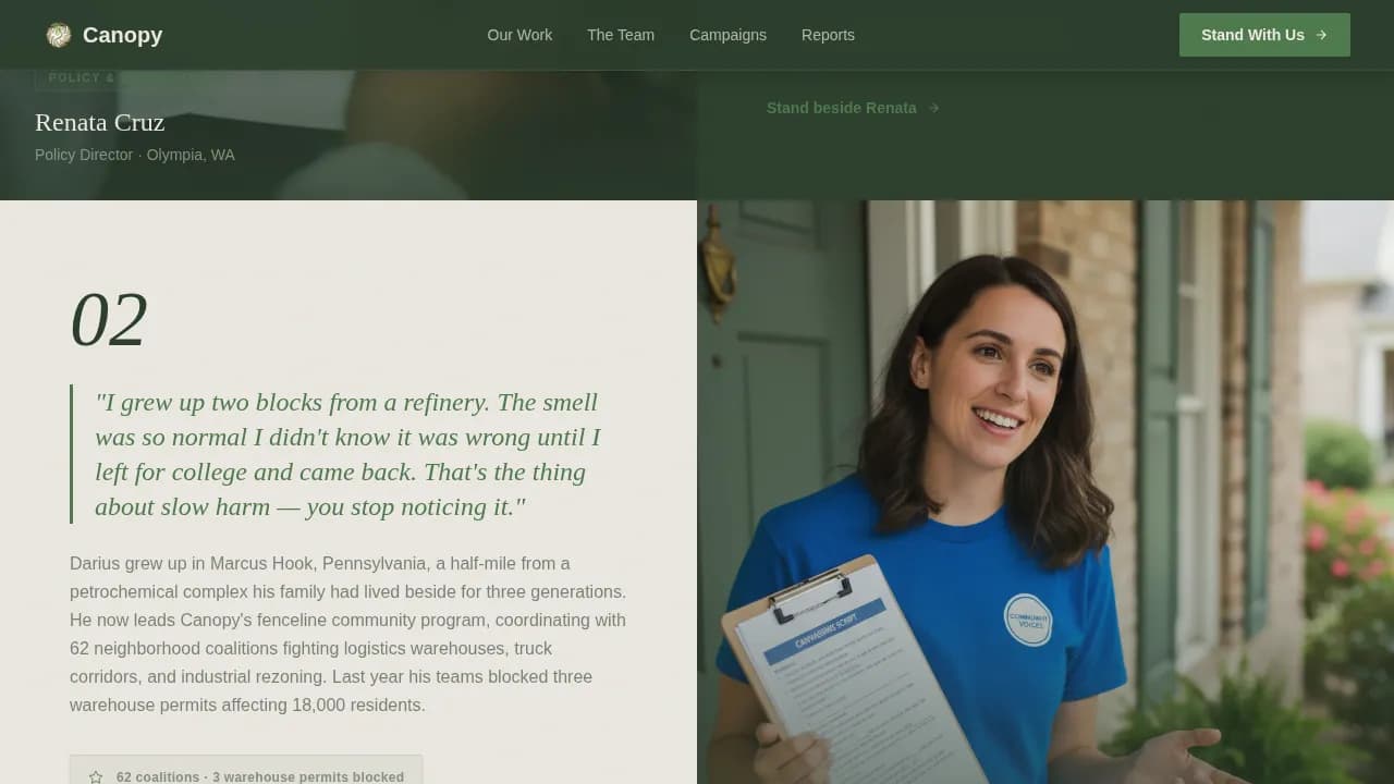 Canopy - Environmental Advocacy Community Landing Page Template