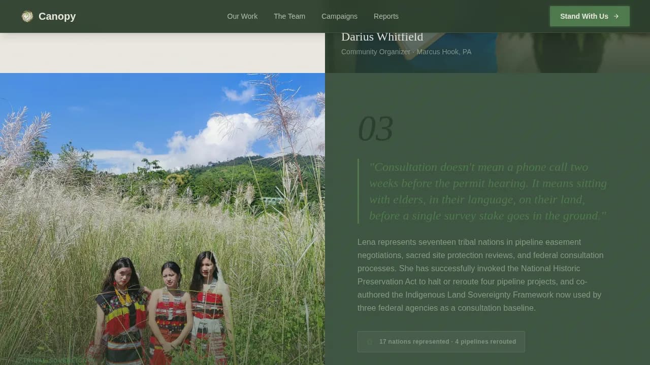 Canopy - Environmental Advocacy Community Landing Page Template