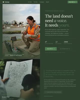 Canopy - Environmental Advocacy Community Landing Page Template