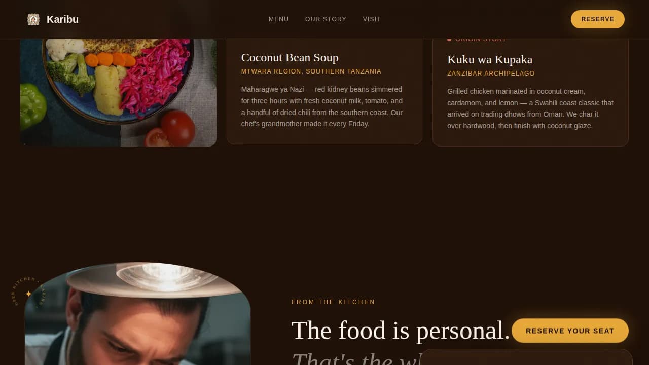 Jambo — Refined East African Cuisine Landing Page Template
