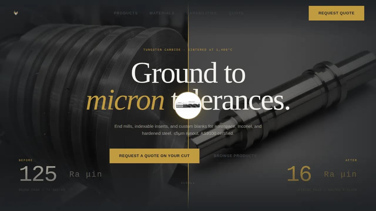 Carbide - Precision Tooling Manufacturer Landing Page Template