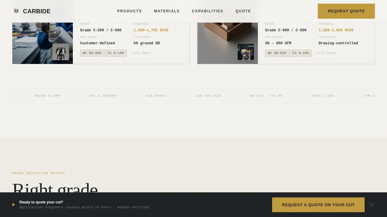 Carbide - Precision Tooling Manufacturer Landing Page Template