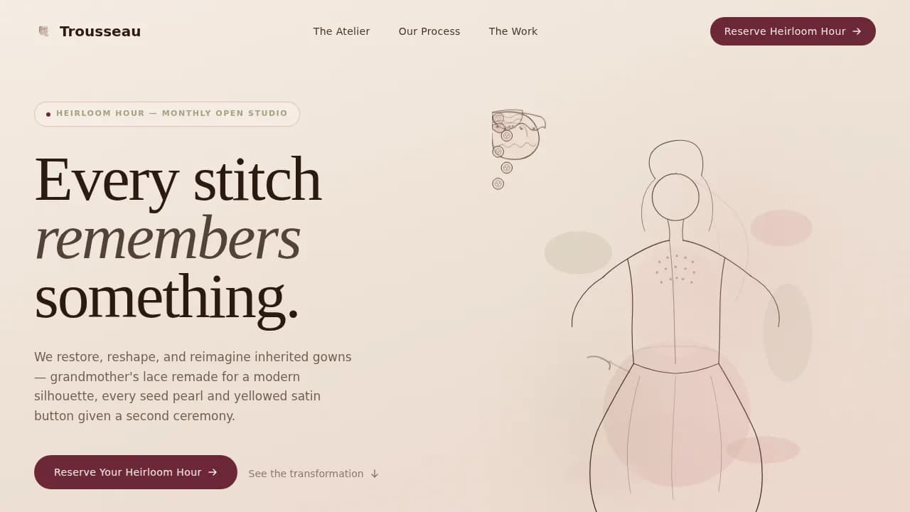 Vintage — Timeless Bridal Couture Landing Page Template