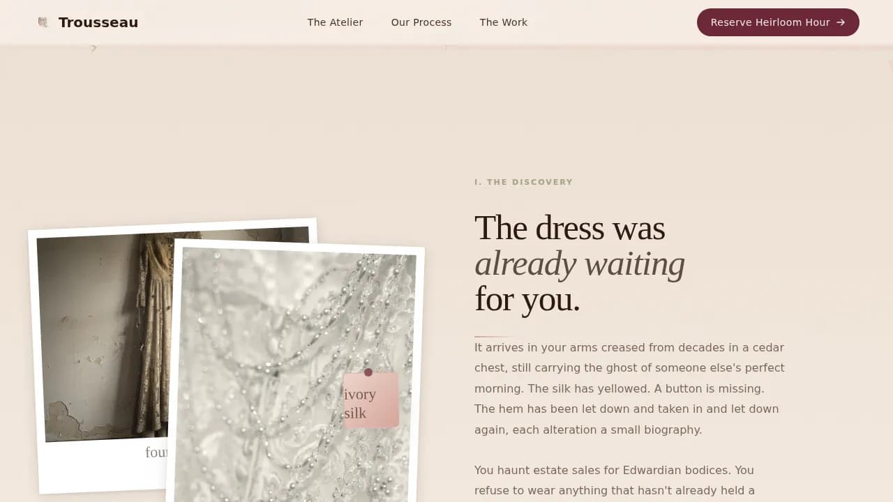 Vintage — Timeless Bridal Couture Landing Page Template
