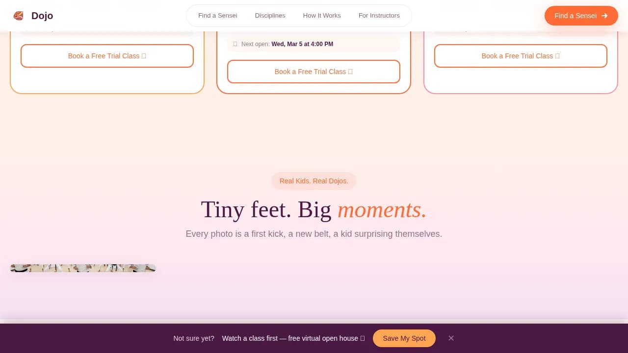 Sensei — Curated Martial Arts Guide Landing Page Template