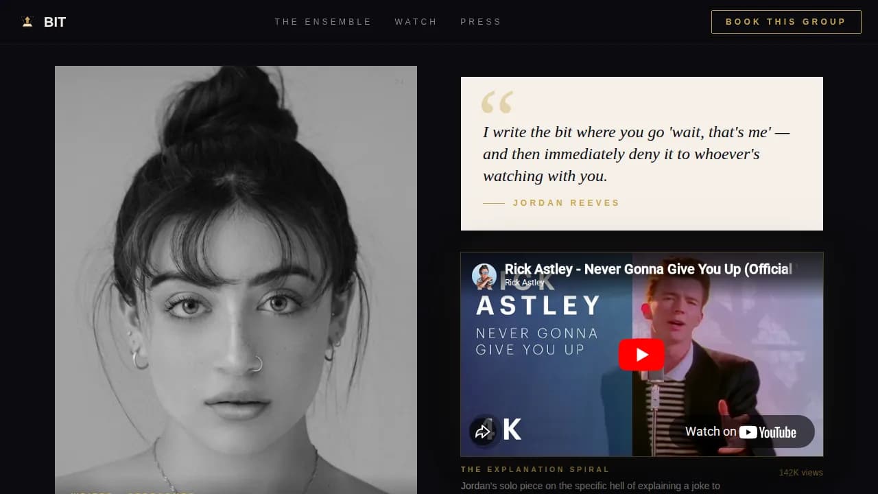Punchline — Hilarious Comedy Ensemble Landing Page Template