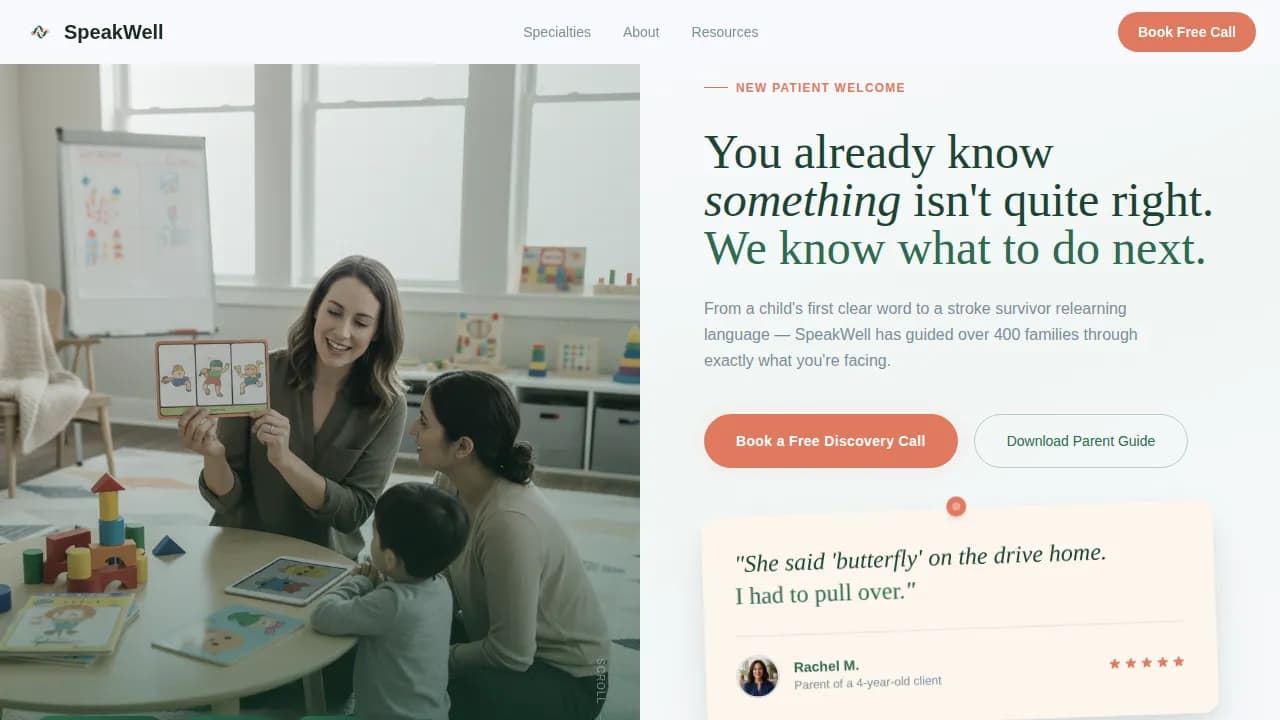 Vocal — Licensed Speech Therapy Landing Page Template