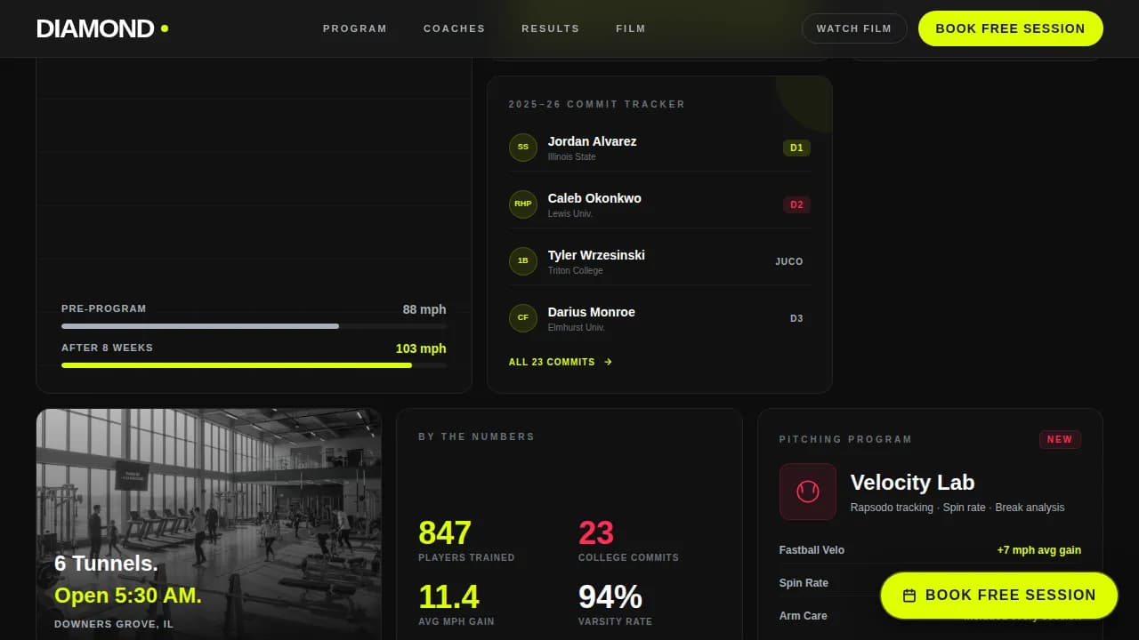 Homerun — Elite Youth Baseball Landing Page Template