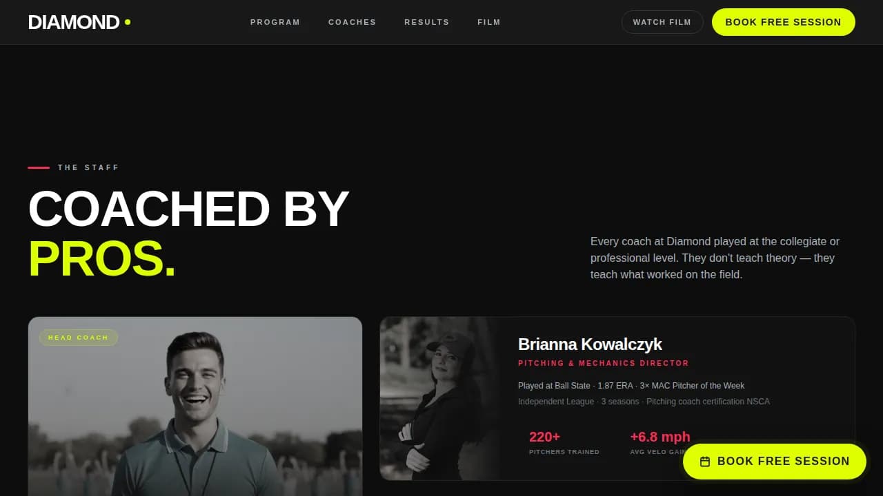 Homerun — Elite Youth Baseball Landing Page Template