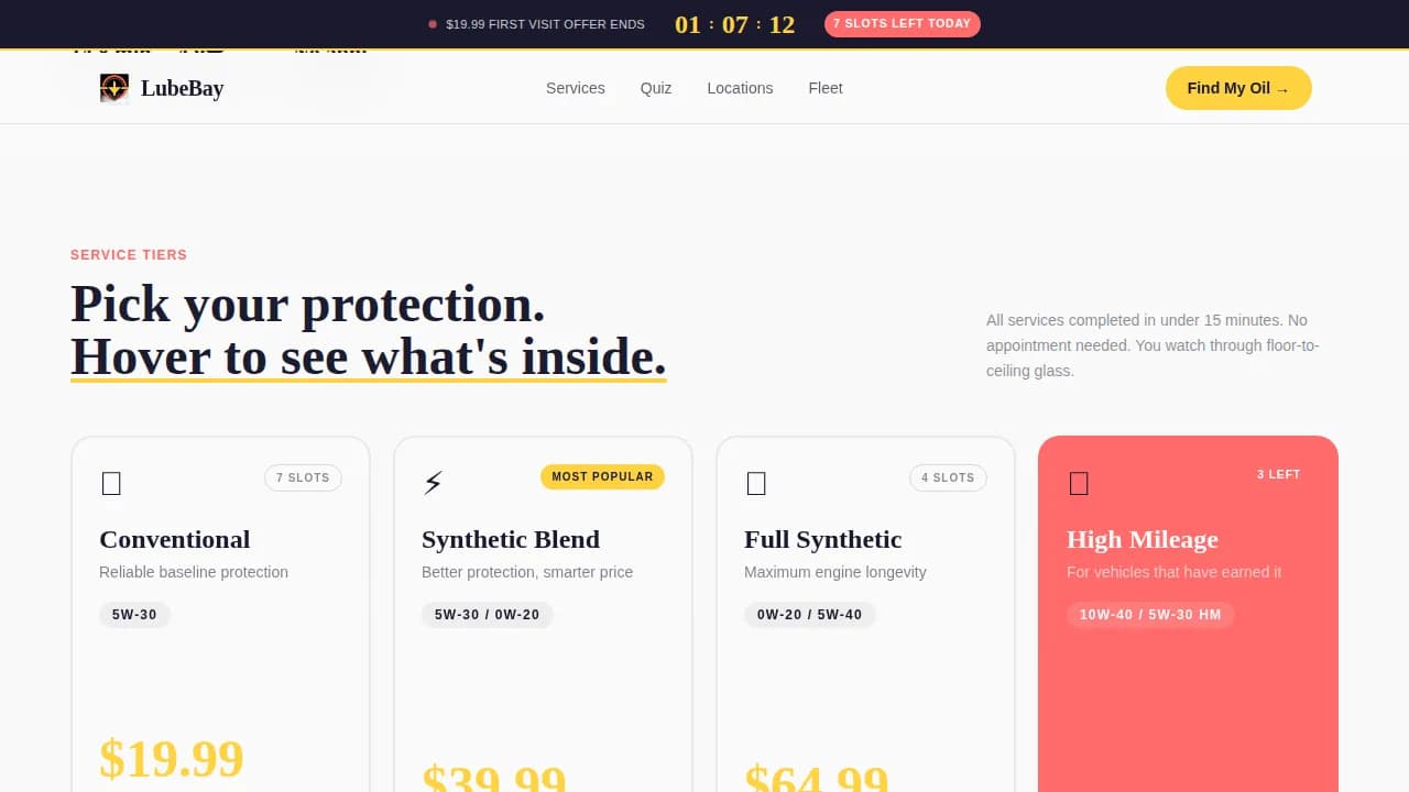QuickLube — Rapid Auto Service Landing Page Template