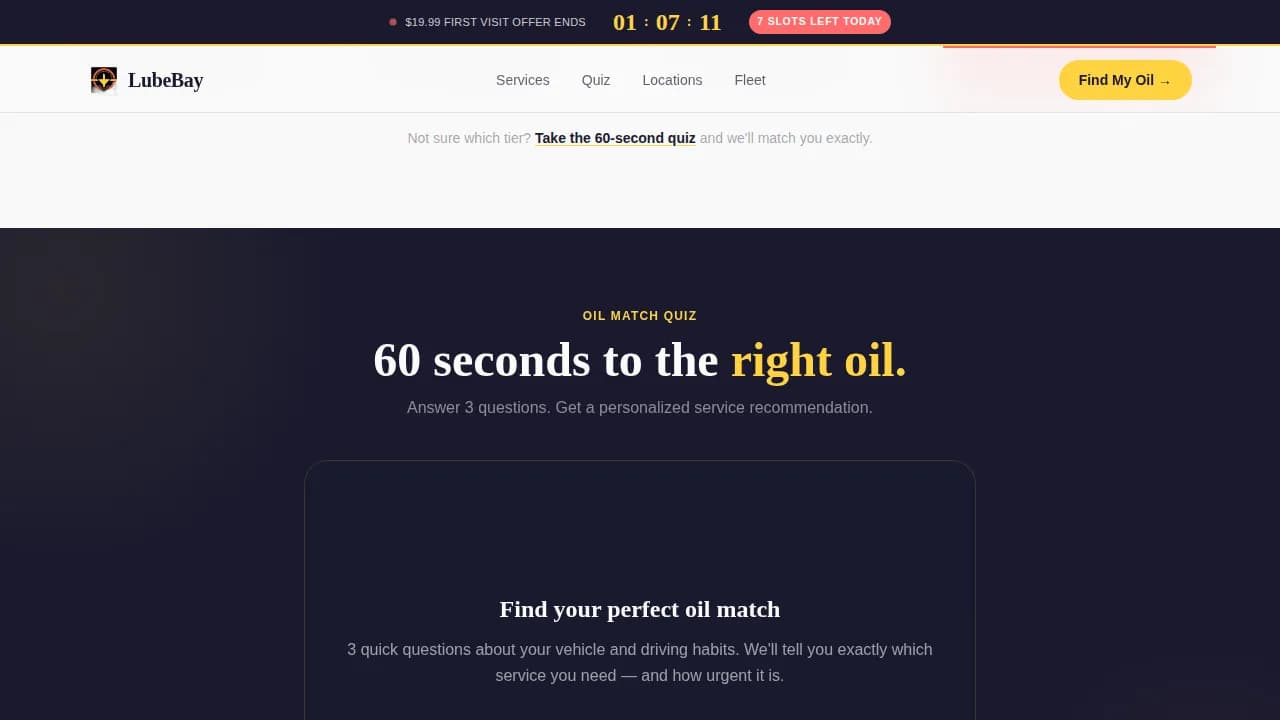 QuickLube — Rapid Auto Service Landing Page Template