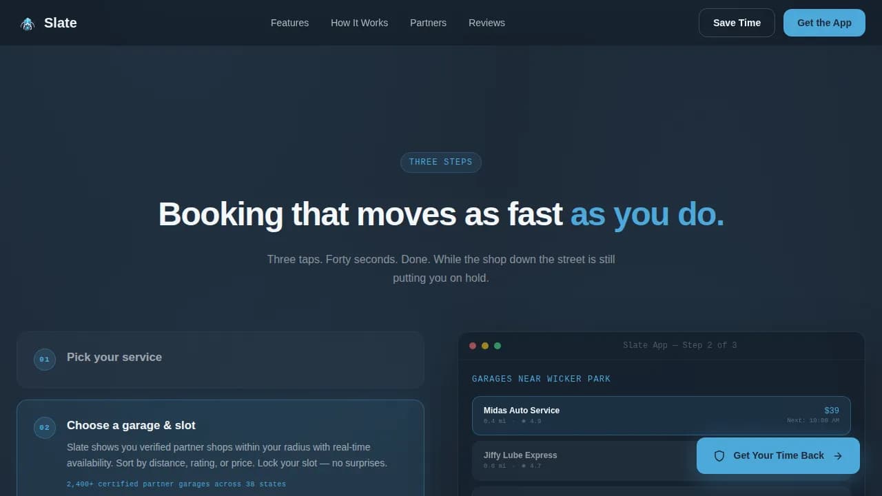Chronos — Intelligent Automotive Booking Landing Page Template