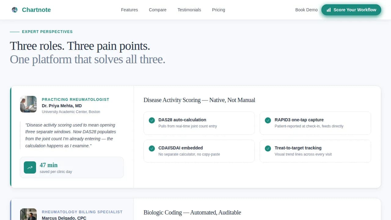 Chartnote - Precision Rheumatology EMR Comparison Landing Page Template