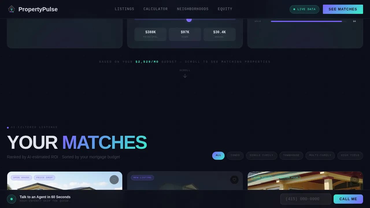 PropertyPulse - AI-Powered Real Estate Listing Landing Page Template
