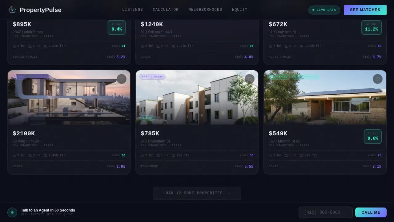 PropertyPulse - AI-Powered Real Estate Listing Landing Page Template